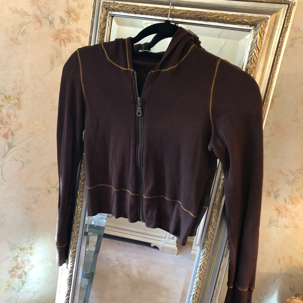 Splendid Zip Up Sweater Brown